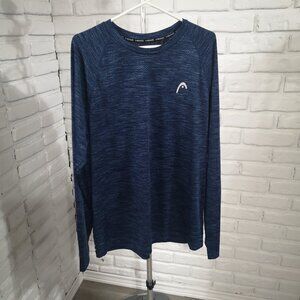 Head Men's Size Large Blue & Black Long Sleeve Lightweight Polo